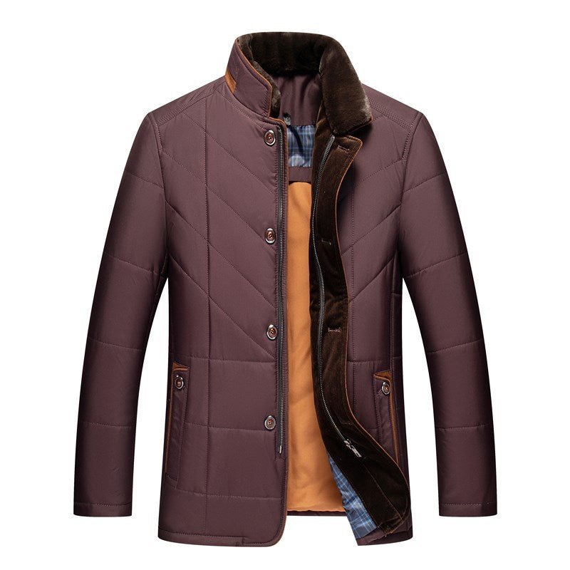 Elegant Kappa | Kviltad Herrkappa med Hög Ståkrage och Dubbelstängning | Slim Fit för Värme och Stil 0