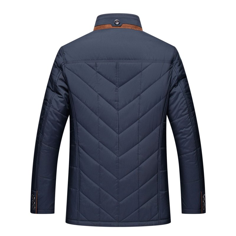 Elegant Kappa | Kviltad Herrkappa med Hög Ståkrage och Dubbelstängning | Slim Fit för Värme och Stil 1