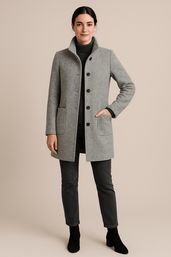 Elegant Kappa för Kvinnor med Hög Ståkrage och Varm Tygblandning för Stil och Komfort 1
