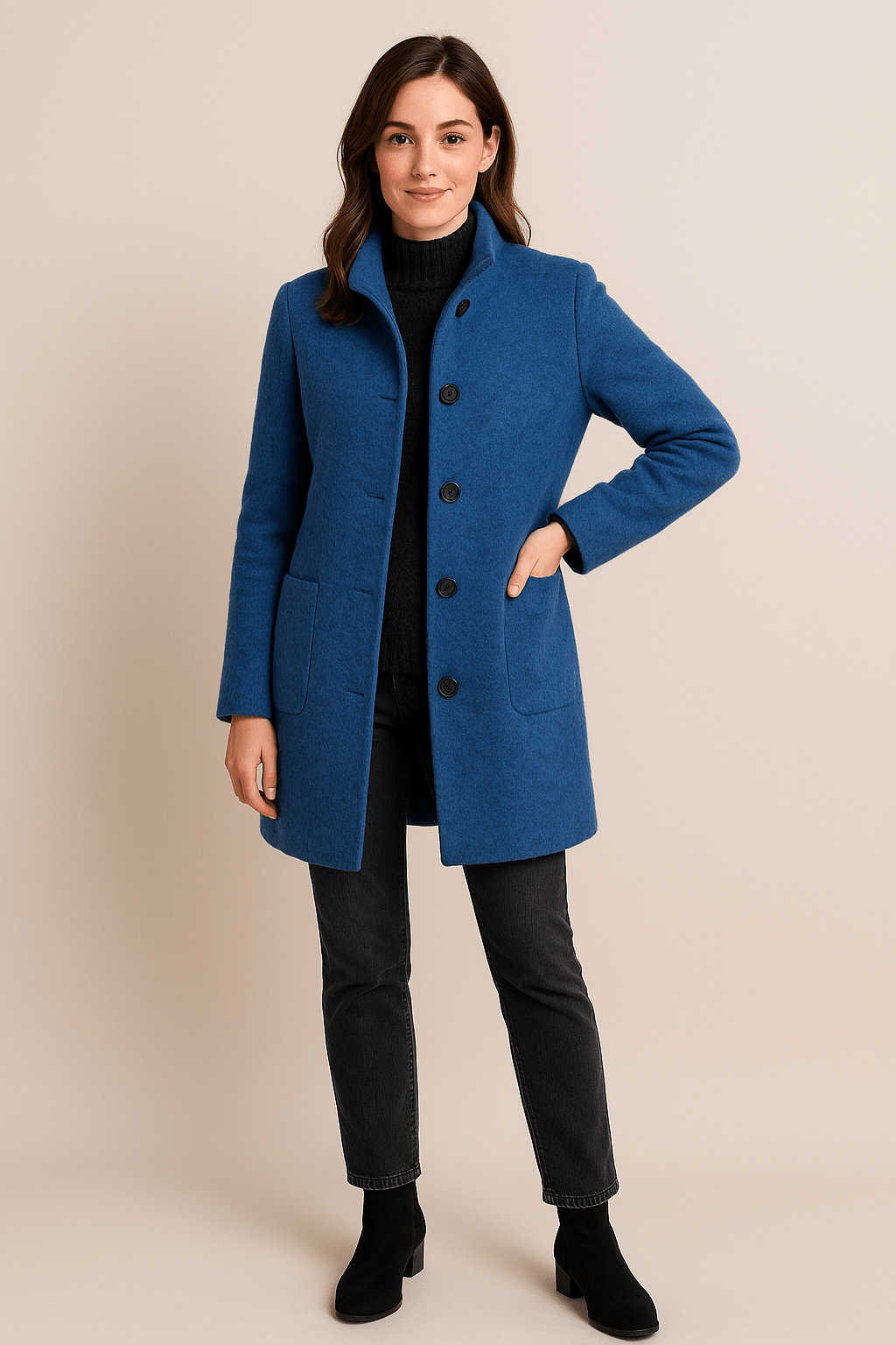 Elegant Kappa för Kvinnor med Hög Ståkrage och Varm Tygblandning för Stil och Komfort 3