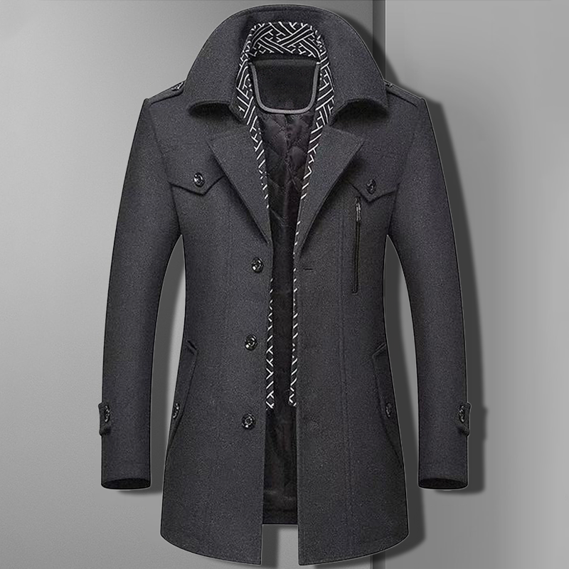 Elegant Kappa för Män | Vadderad med Sjalkrage för Värme och Stil 2