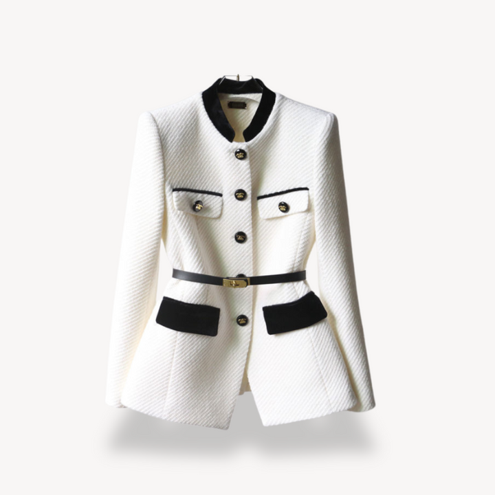 Elegant Kavaj Dam | Skräddarsydd Blazer med Sammetsdetalj för Stil och Komfort 2