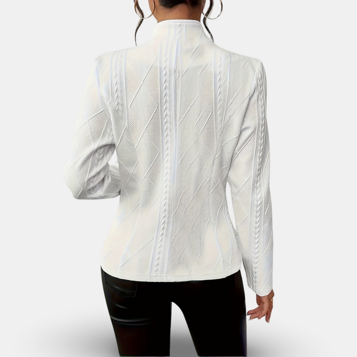 Elegant Kavaj Dam | Texturerad Blazer med Geometriska Detaljer | Skräddarsydd Passform för Professionella Tillfällen 1