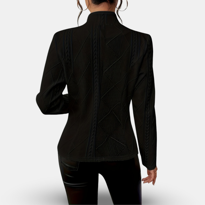 Elegant Kavaj Dam | Texturerad Blazer med Geometriska Detaljer | Skräddarsydd Passform för Professionella Tillfällen 3