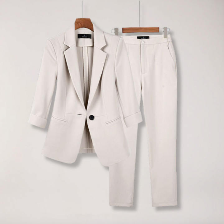 Elegant Kavaj & Byxor Set för Kvinnor med Skräddarsydd Design | Mångsidig Outfit för Kontor och Formella Tillfällen 0