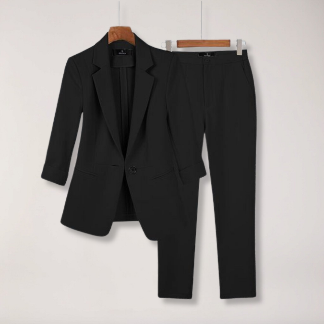 Elegant Kavaj & Byxor Set för Kvinnor med Skräddarsydd Design | Mångsidig Outfit för Kontor och Formella Tillfällen 3
