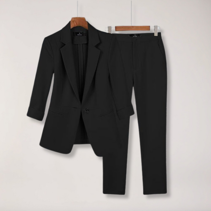 Elegant Kavaj & Byxor Set för Kvinnor med Skräddarsydd Design | Mångsidig Outfit för Kontor och Formella Tillfällen 3
