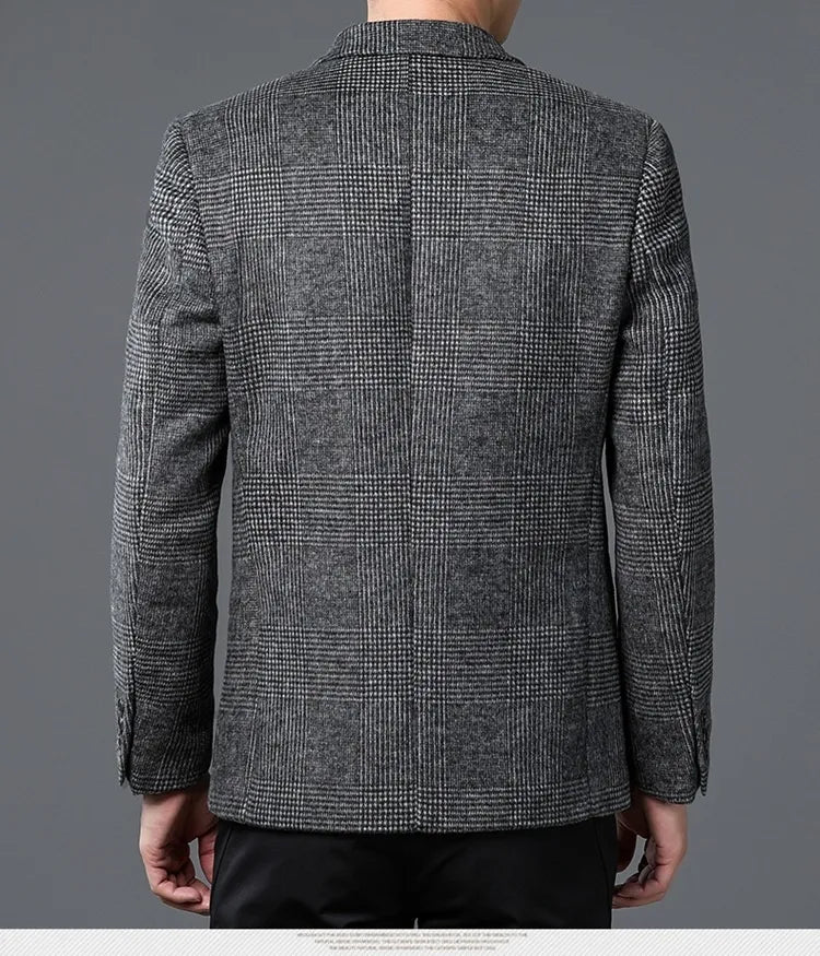 Elegant Kavaj | Glen Check Blazer med Tvåknappslås &amp; Patchfickor | Stilren Design för Alla Tillfällen 1