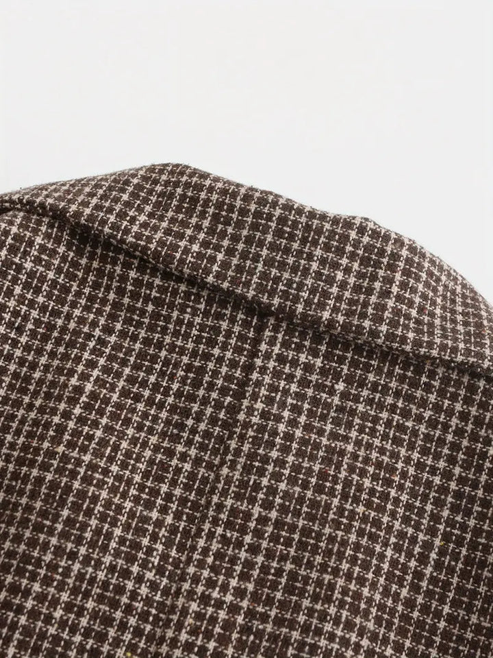 Elegant Kavaj | Rutig Dubbelknäppt Kavaj för Män med Slim Fit | Perfekt för Affärer och Sociala Tillfällen 2