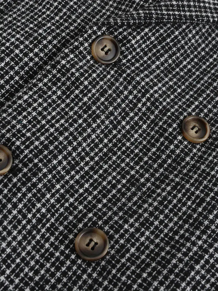 Elegant Kavaj | Rutig Dubbelknäppt Kavaj för Män med Slim Fit | Perfekt för Affärer och Sociala Tillfällen 5
