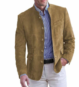 Elegant Kavaj med Ståkrage för Män - Slim Fit Design för Modern Stil 4