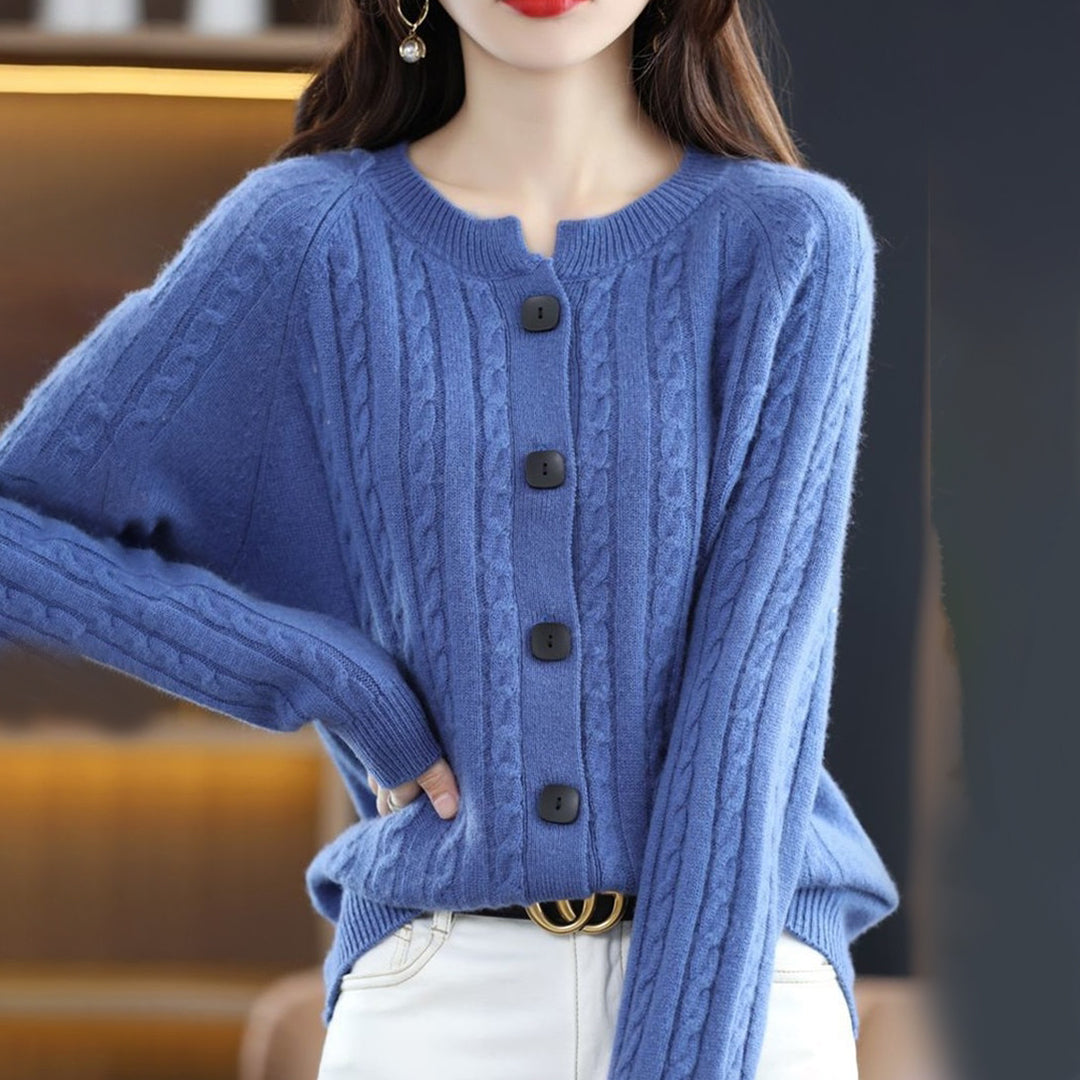 Elegant Knäppt Cardigan för Kvinnor med Kabelmönster | Lätt och Bekväm för Kallare Årstider 1