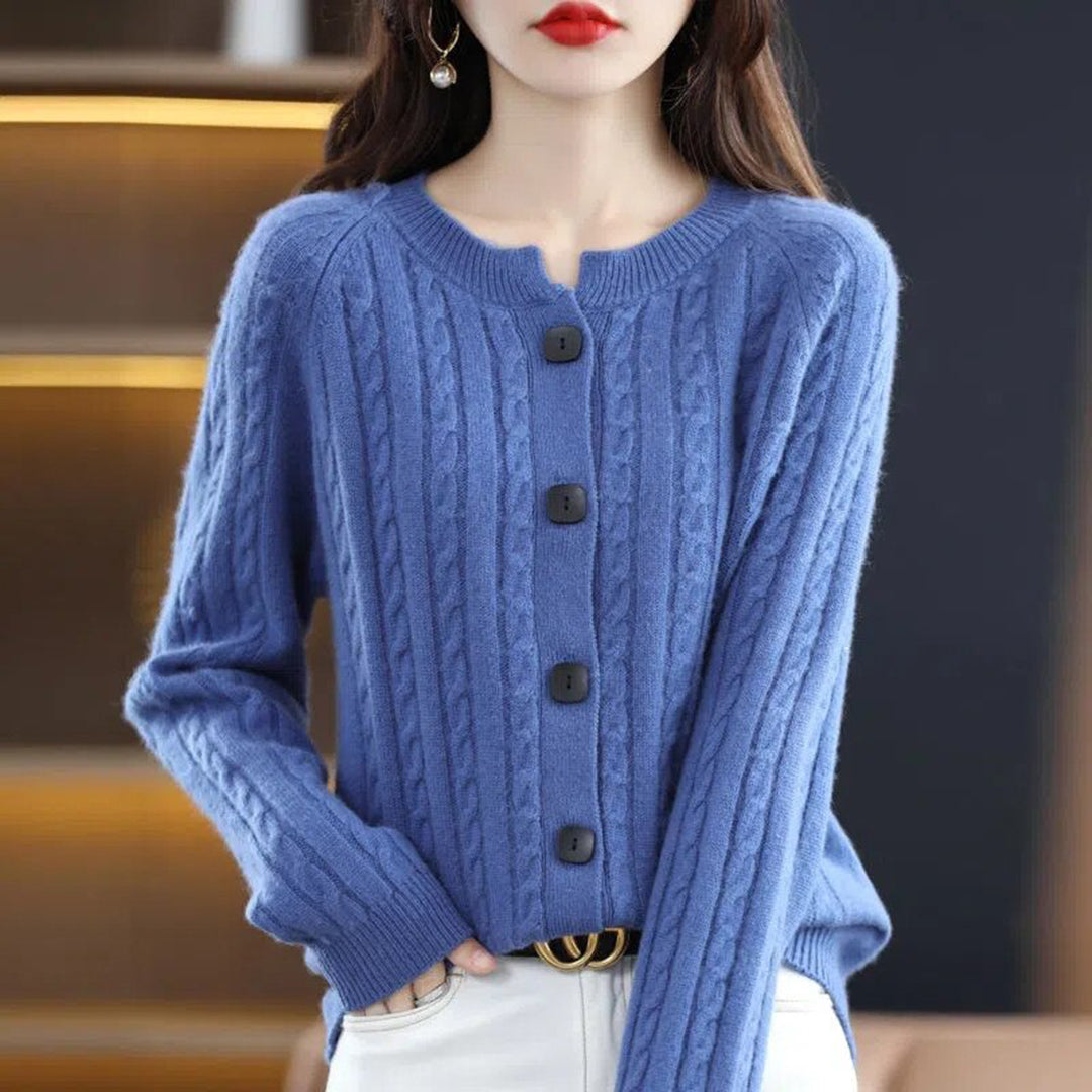 Elegant Knäppt Cardigan för Kvinnor med Kabelmönster | Lätt och Bekväm för Kallare Årstider 3