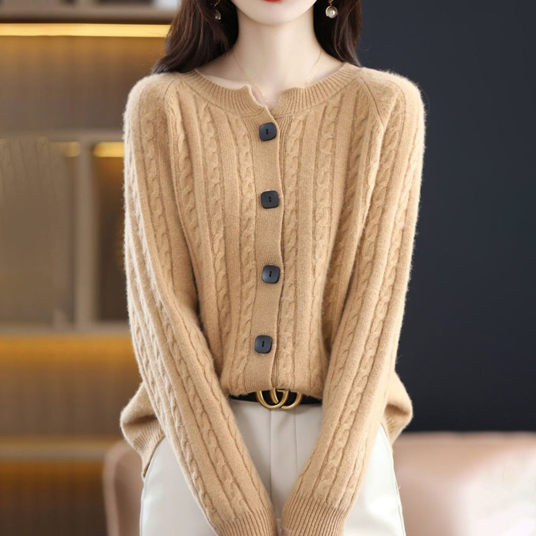Elegant Knäppt Cardigan för Kvinnor med Kabelmönster | Lätt och Bekväm för Kallare Årstider 4