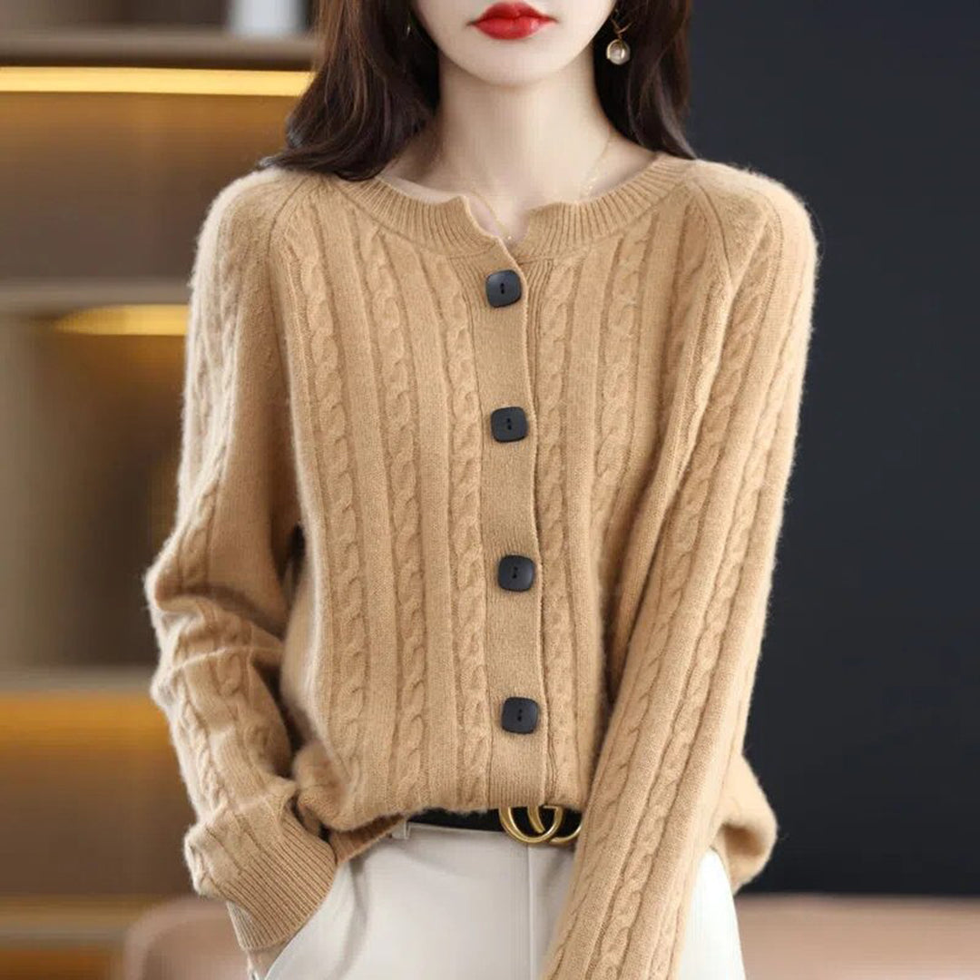 Elegant Knäppt Cardigan för Kvinnor med Kabelmönster | Lätt och Bekväm för Kallare Årstider 5