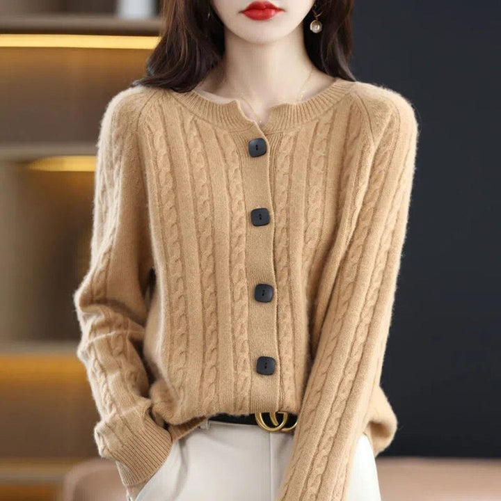 Elegant Knäppt Cardigan för Kvinnor med Kabelmönster | Lätt och Bekväm för Kallare Årstider 5