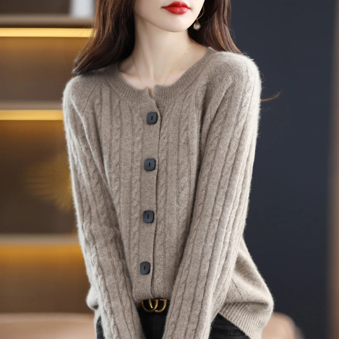 Elegant Knäppt Cardigan för Kvinnor med Kabelmönster | Lätt och Bekväm för Kallare Årstider 6