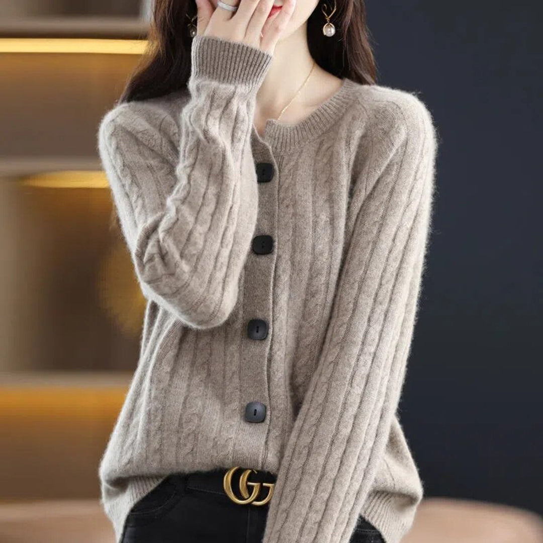 Elegant Knäppt Cardigan för Kvinnor med Kabelmönster | Lätt och Bekväm för Kallare Årstider 7