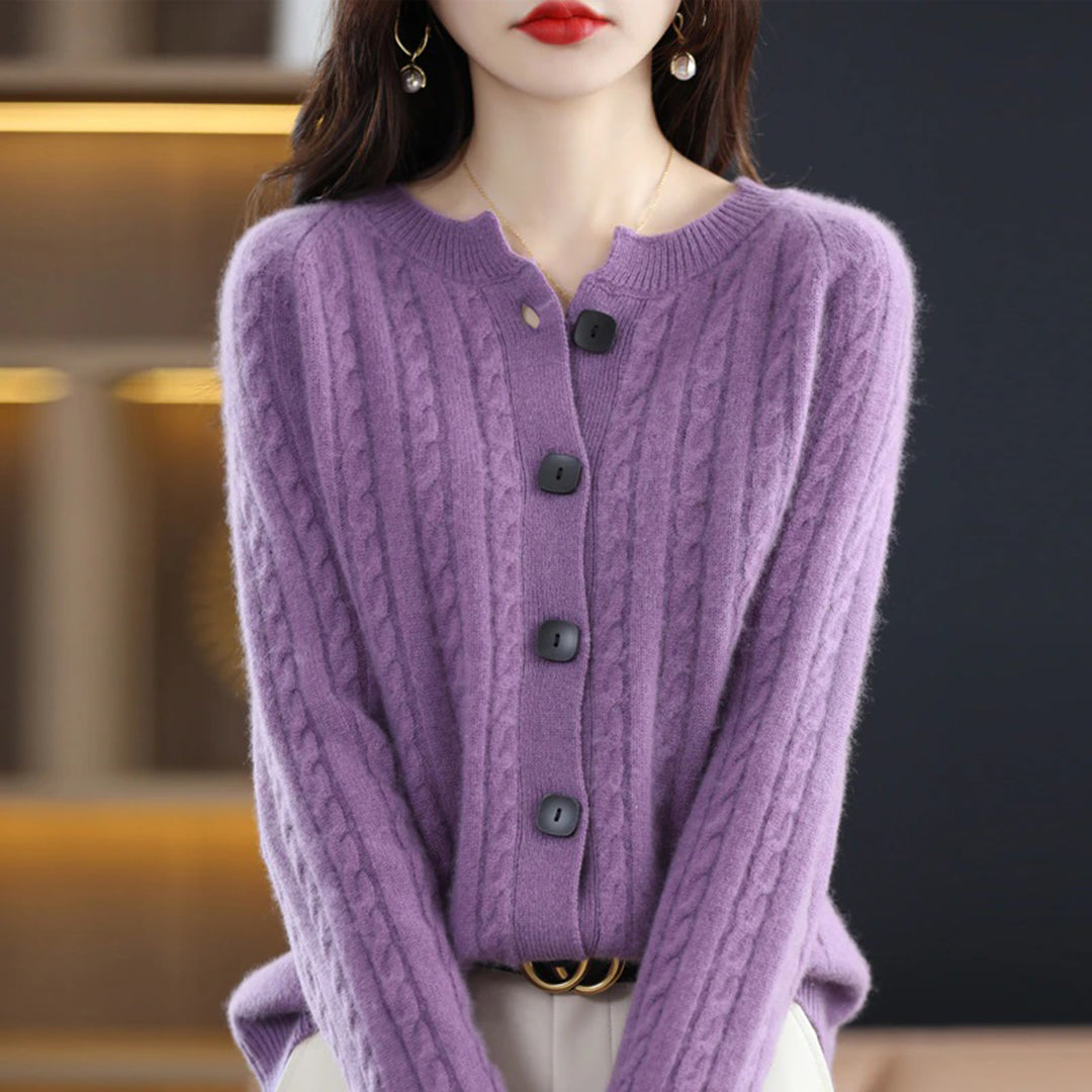 Elegant Knäppt Cardigan för Kvinnor med Kabelmönster | Lätt och Bekväm för Kallare Årstider 8