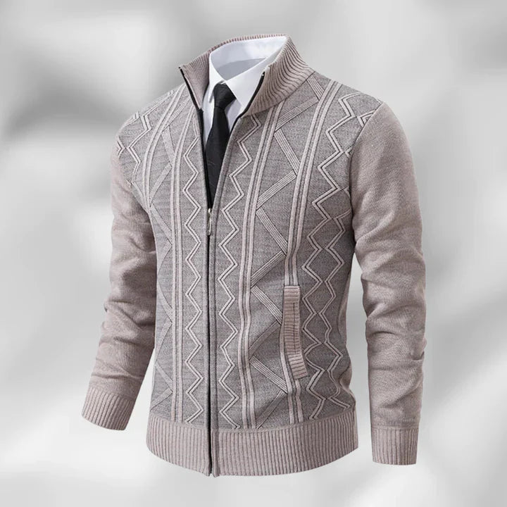 Elegant Kofta för Män med Dragkedja och Geometrisk Väv | Perfekt för Smart Casual Stil 1