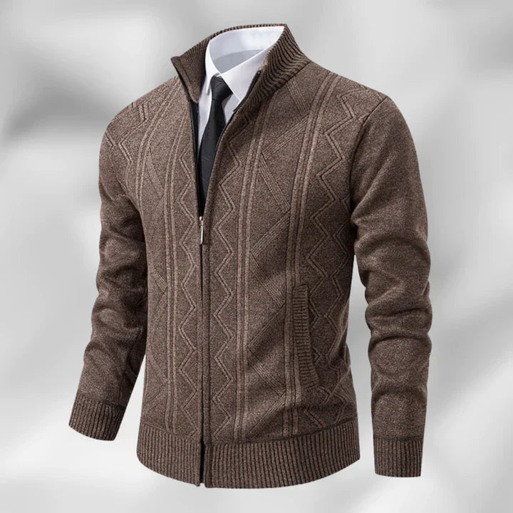 Elegant Kofta för Män med Dragkedja och Geometrisk Väv | Perfekt för Smart Casual Stil 2
