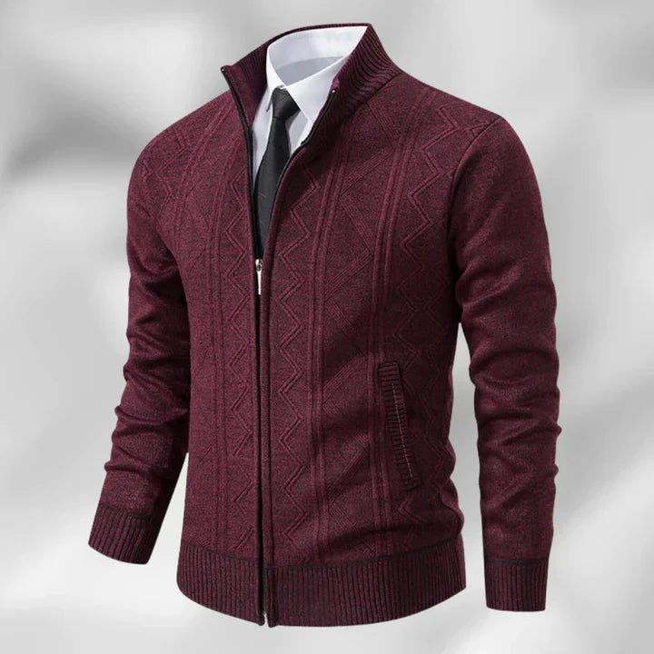 Elegant Kofta för Män med Dragkedja och Geometrisk Väv | Perfekt för Smart Casual Stil 3