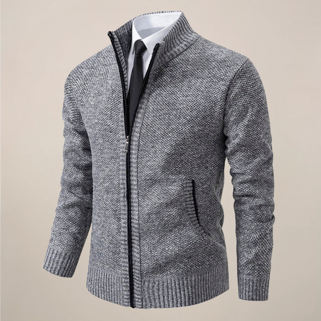 Elegant Kofta med Blixtlås och Strukturerad Krage för Män | Mångsidig Design för Komfort och Stil 2
