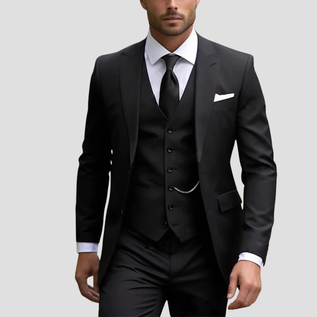 Elegant Kostym Herr | Slim Fit 3-delad Kostym med Hackslag | Modern Design för Affär och Fest 0