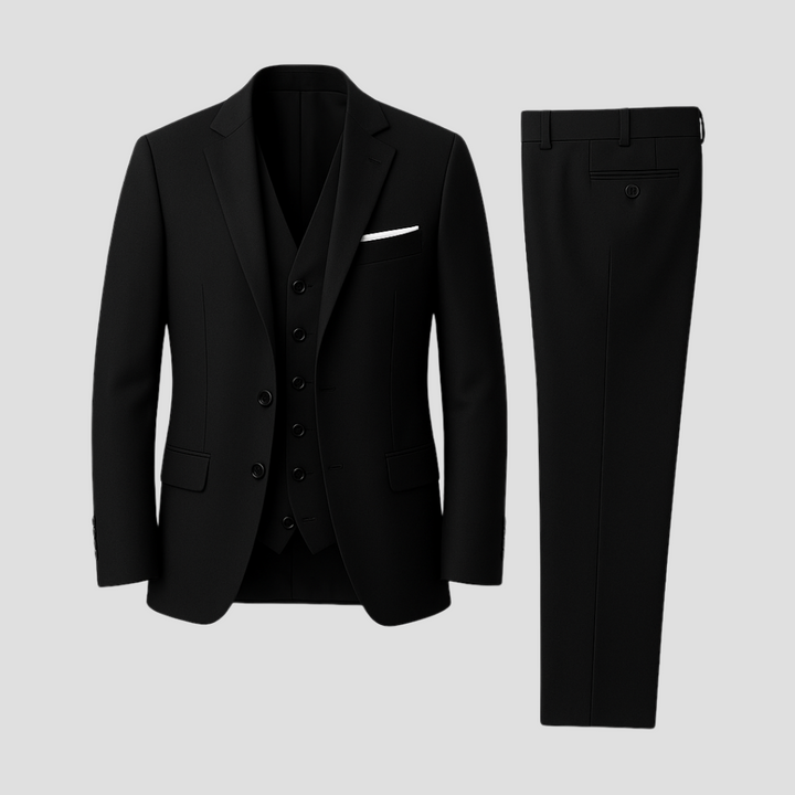 Elegant Kostym Herr | Slim Fit 3-delad Kostym med Hackslag | Modern Design för Affär och Fest 1