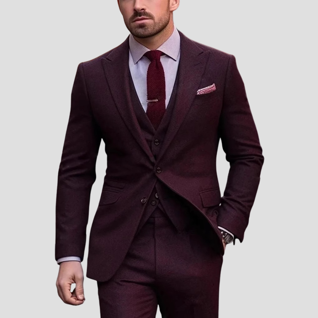 Elegant Kostym Herr | Slim Fit 3-delad Kostym med Hackslag | Modern Design för Affär och Fest 2