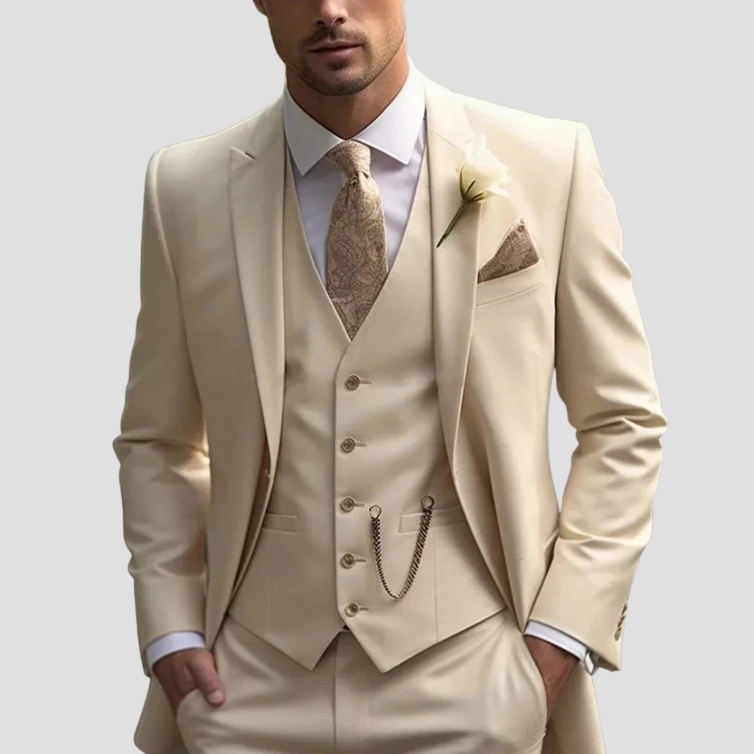 Elegant Kostym Herr | Slim Fit 3-delad Kostym med Hackslag | Modern Design för Affär och Fest 3