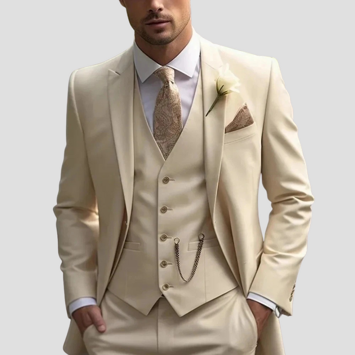 Elegant Kostym Herr | Slim Fit 3-delad Kostym med Hackslag | Modern Design för Affär och Fest 3