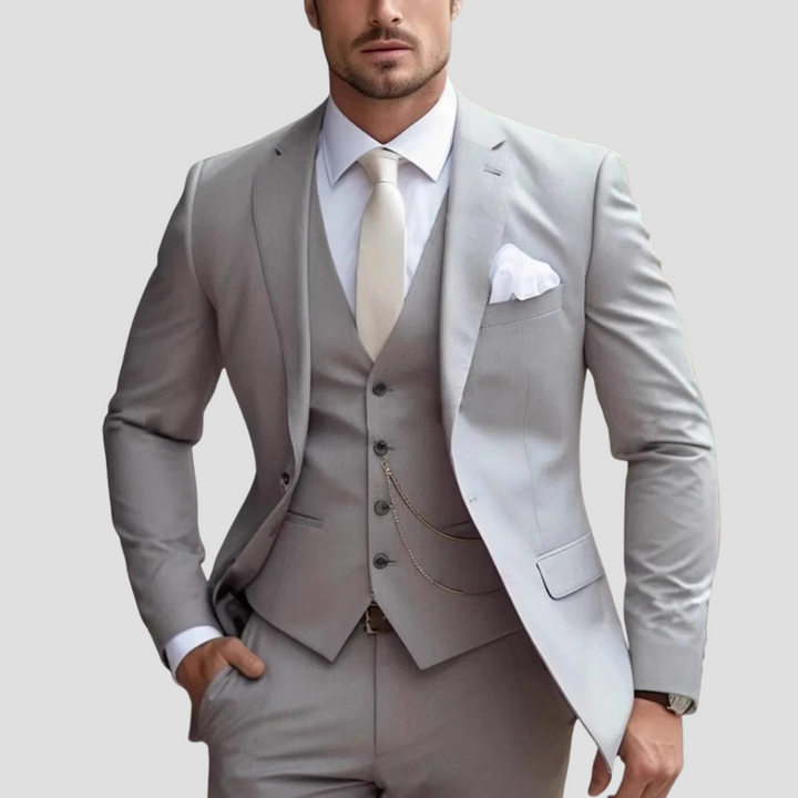Elegant Kostym Herr | Slim Fit 3-delad Kostym med Hackslag | Modern Design för Affär och Fest 4