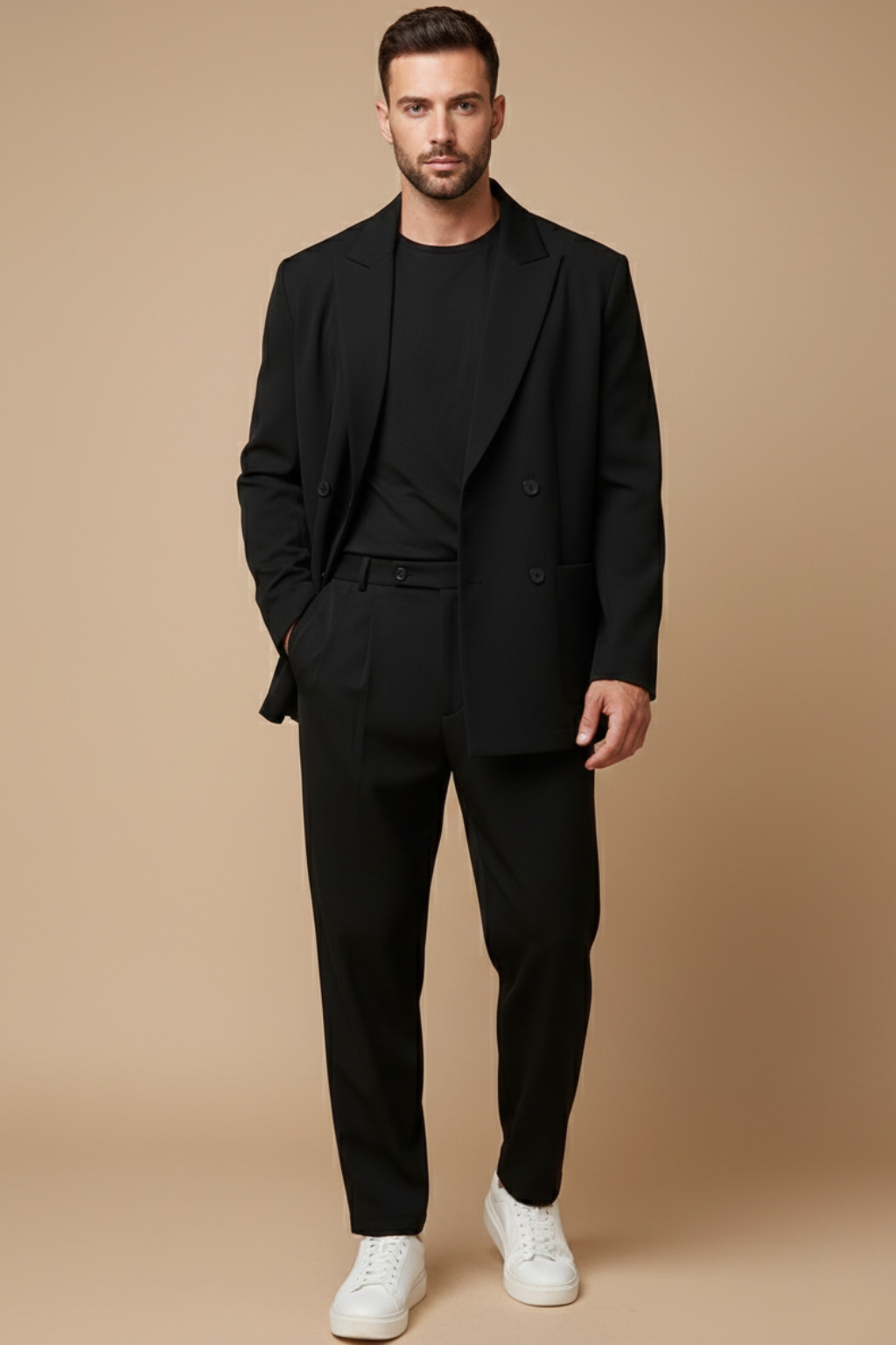 Elegant Kostym Herr | Slim Fit Tvådelad Kostym med Dubbelknäppt Kavaj | Skräddarsydd Design för Stil och Komfort 0