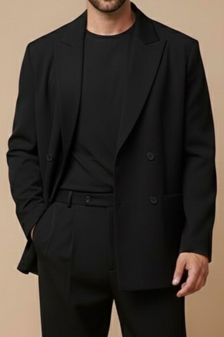 Elegant Kostym Herr | Slim Fit Tvådelad Kostym med Dubbelknäppt Kavaj | Skräddarsydd Design för Stil och Komfort 2