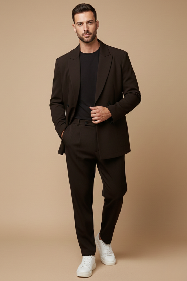 Elegant Kostym Herr | Slim Fit Tvådelad Kostym med Dubbelknäppt Kavaj | Skräddarsydd Design för Stil och Komfort 6