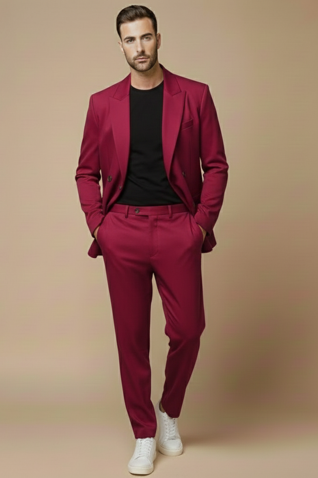 Elegant Kostym Herr | Slim Fit Tvådelad Kostym med Dubbelknäppt Kavaj | Skräddarsydd Design för Stil och Komfort 7