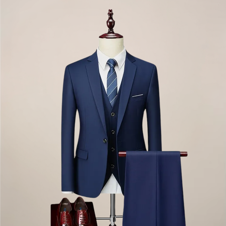 Elegant Kostym Herr | Tredelad Slim Fit Kostym med Skräddarsydd Design | Perfekt för Bröllop och Formella Tillfällen 0