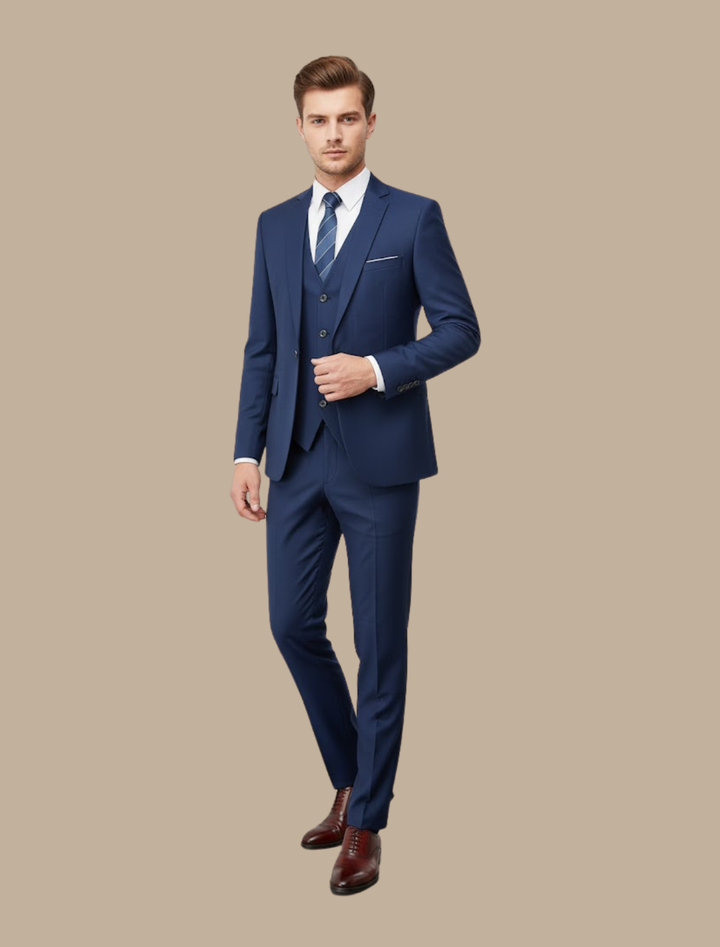 Elegant Kostym Herr | Tredelad Slim Fit Kostym med Skräddarsydd Design | Perfekt för Bröllop och Formella Tillfällen 1