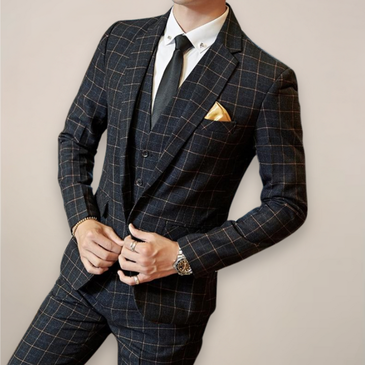 Elegant Kostym Herr | Tvådelad Rutig Kostym med Slim Fit | Perfekt för Bröllop och Affärsevenemang 2