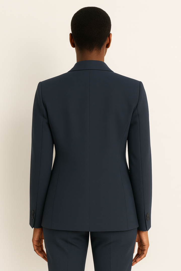 Elegant Kostym Kvinna med Longline Kavaj och Raka Ben | Tidlös Design för Arbete och Fritid 2