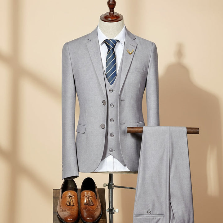 Elegant Kostymset | Slim Fit 3-delad Kostym med Väst | Perfekt för Bröllop och Formella Evenemang 1
