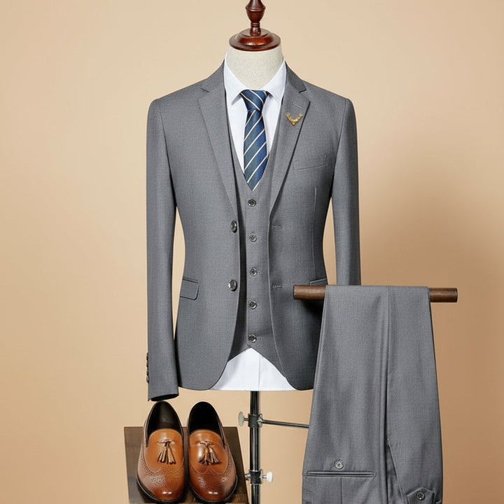 Elegant Kostymset | Slim Fit 3-delad Kostym med Väst | Perfekt för Bröllop och Formella Evenemang 2