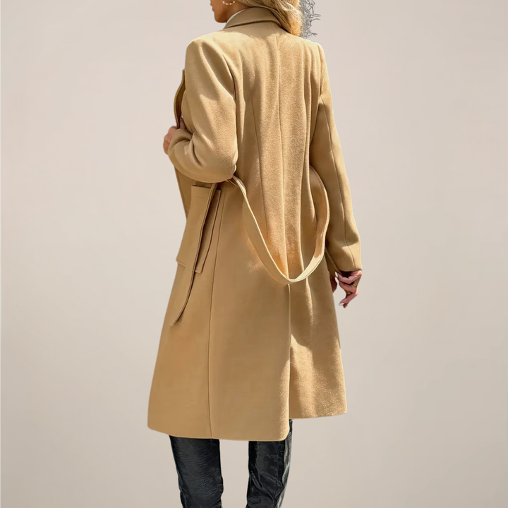 Elegant Lång Kappa med Bälte för Kvinnor | Skräddarsydd Design för Kallare Väder 1