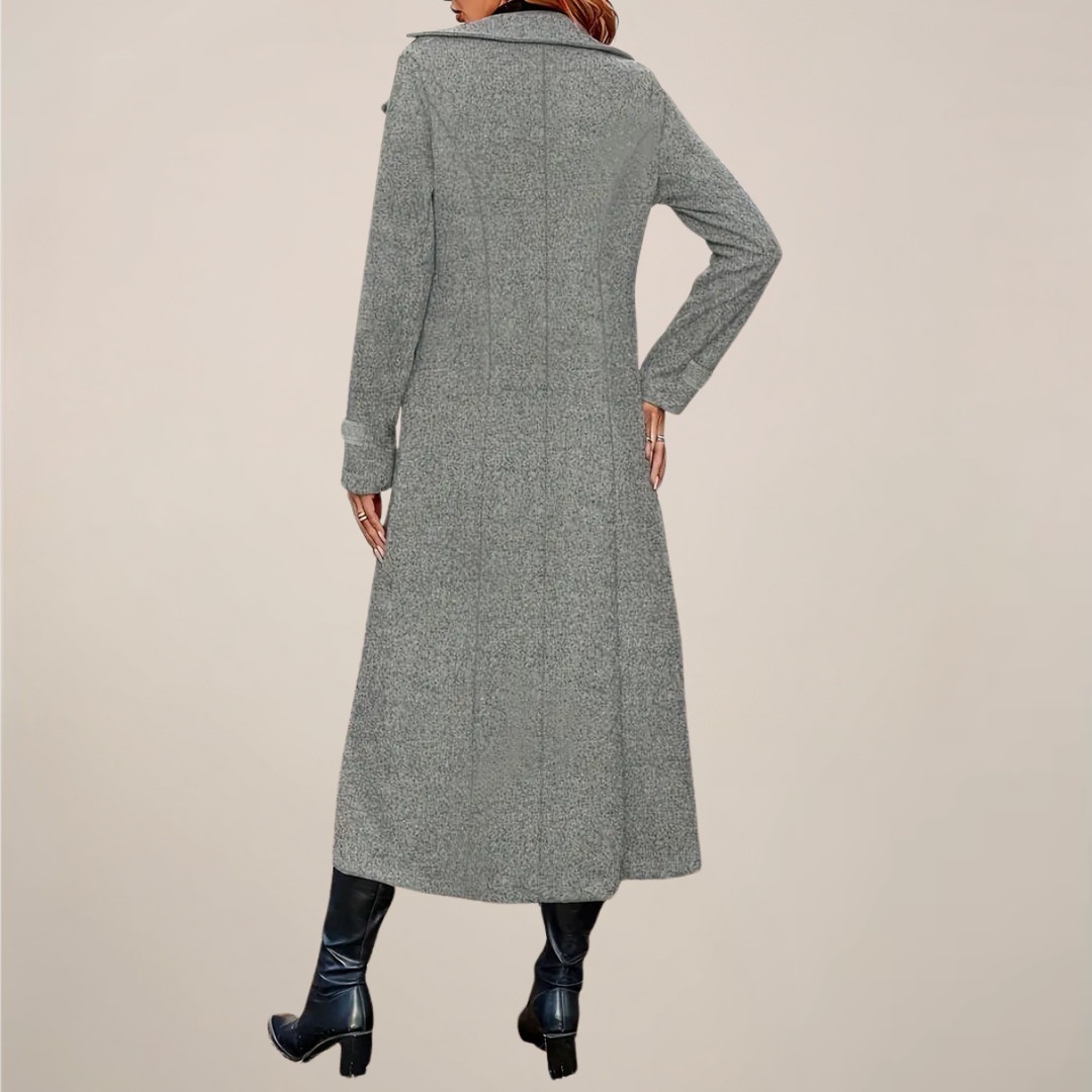 Elegant Lång Överjacka för Kvinnor med Dubbelknäppning | Skräddarsydd Design för Stil och Värme 1