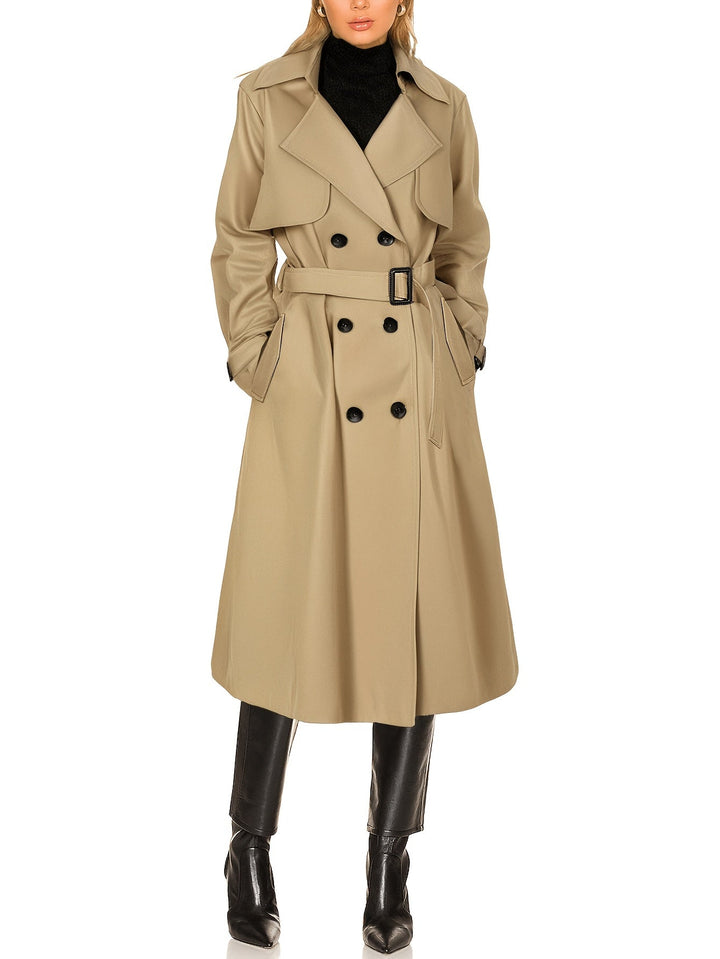 Elegant Lång Trenchcoat Dam med Dubbelknäppning | Vindskydd för Tidlös Stil 1
