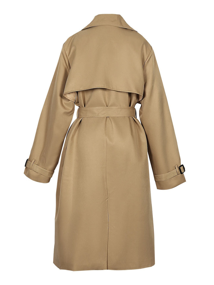 Elegant Lång Trenchcoat Dam med Dubbelknäppning | Vindskydd för Tidlös Stil 2
