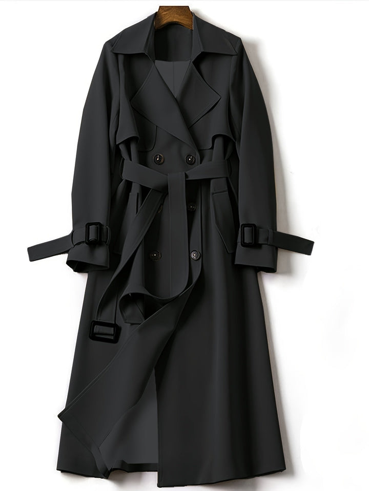 Elegant Lång Trenchcoat Dam med Dubbelknäppning | Vindskydd för Tidlös Stil 3