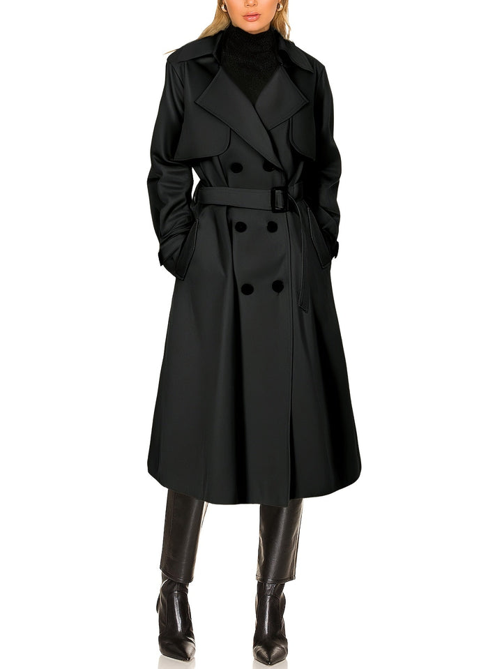 Elegant Lång Trenchcoat Dam med Dubbelknäppning | Vindskydd för Tidlös Stil 4