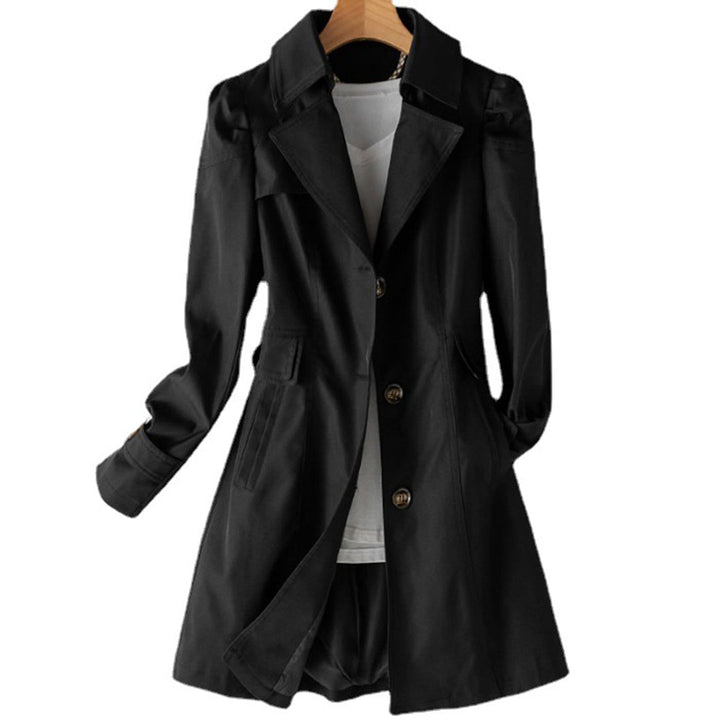 Elegant Lång Trenchcoat för Kvinnor med Vindtät Design | Justerbar Passform för Komfort 0